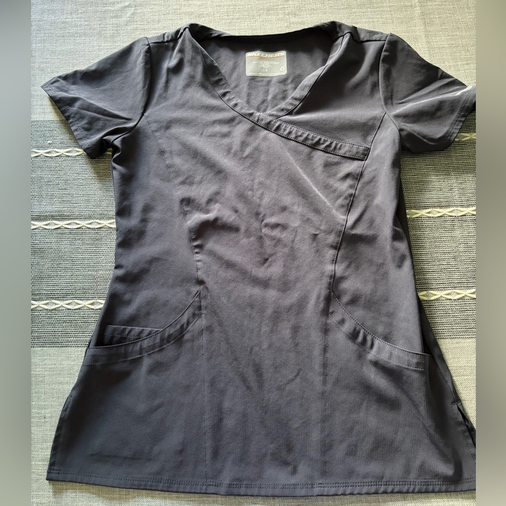 Women's Dark Grey V-Neck Scrub Top